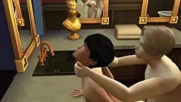 3d anime sucking young in bathroom 😏