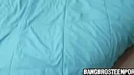 Horny stepsis wants to turn on stepbrother by showing her strings?