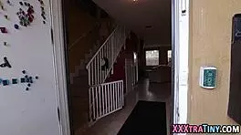 hey, watch this teen whore getting a facial after hardcore blowjob