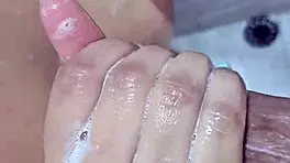 Surprise in the bathroom with a mature woman with a big ass squirting pussy.