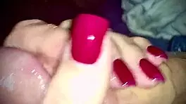 Sexy hands jerks big cock with oil and horny slut vibes
