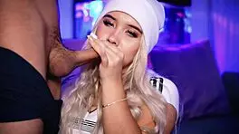 Blonde Teen Sucks Big Cock with Passionate Intensity