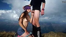 hey, wanna see a teen blowjob on a mountain top with swallow?