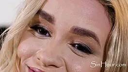 Intimate blowjob with blonde neighbor