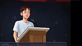 Hot blonde teen asks, Want to massage my big tits during gameplay? in Summertime Saga.