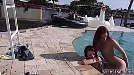 cute blonde teen sucking in threesome