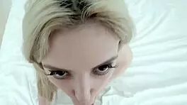 Teen stepsis says, 'watch me tug and suck for a facial in pov'