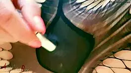 feeling ecstatic as vibrator brings shaved pussy to intense orgasm with anal plug