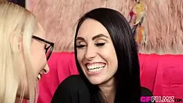 Ashley Wolf and Crystal Clark engage in intense lesbian scissoring after licking and fingering each other