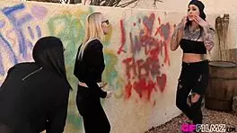 Ashley Wolf and Crystal Clark engage in intense lesbian scissoring after licking and fingering each other