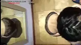 Uncensored asian teen with big tits gives blowjob to skinny chinese guy