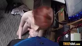 a cute redhead teen shoplifter caught in reality.