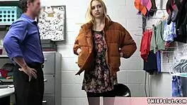 Cute Blonde Chloe Caught Stealing Jacket. She Deserves Rough Group Lesson at Mall.