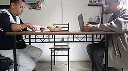 Wife's Husband Distracted As I Suck Friend's Cock Under Table