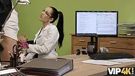 VIP4K Elis with Glasses Offers Her Body for Loan Agent Drilling