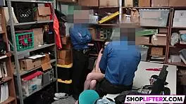 Stunning Shoplifter Gets Caught And Punished With Blowjob On Big Cock At Work