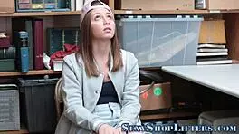 teen thief got caught on hidden cam and ended up tugging for a sticky cum facial.