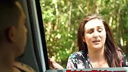 Petite 18yo stranded and taken for a rough ride