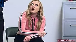 Blonde Shoplyfter With Natural Tits Gets Bent Over And Fucked Hard