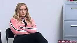 Blonde Shoplyfter With Natural Tits Gets Bent Over And Fucked Hard