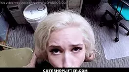 Teen blonde Kiara Cole caught shoplifting bangs security guard POV