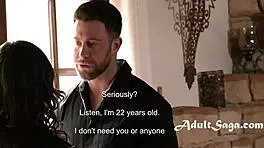 Social worker Kylie Rocket roughly punishes arrogant teen Seth Gamble in garage.