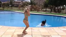 Best Friends Take on Pool Yoga Challenge with Water Fun