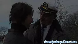 busty eurobabe gets pounded doggystyle by grandpa in wild action