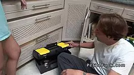 Petite asian bangs in kitchen