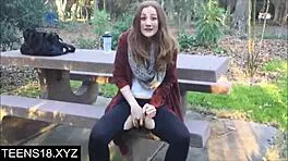 risky public teen 18+ squirt caught on webcam in outdoor adventure