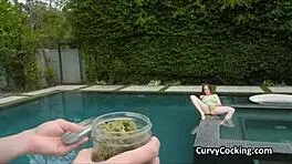 huge titty girlfriend by the pool