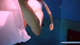 Amazing hairy underwater show by marketa in bikini at the pool 😍