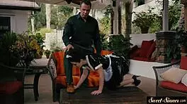 i have this classy teen maid riding my cock and licking my shoes