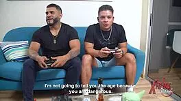 Two Guys Sodomize Petite Redhead Venezuelan In Her Living Room