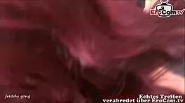 German skinny girl gets messy in bathroom encounter