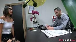 Watch tiny asian intern suck and fuck at work!