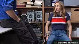 Man Catches Hot Thief Sucking His Cock Bent Over At Work In Hidden POV.