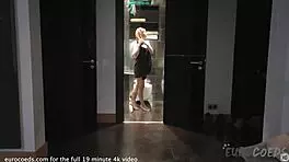 This pretty blonde nika fly is chilling at home in our voyeur video