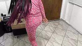 young stepdaughter dances on stepfather's lap in homemade video.