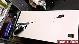 Teen thief gets caught and fucked hard for stealing dildos in the shop