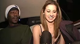 Lisa Marie sucks big cock in car, gets cumshot.