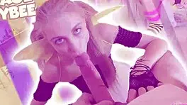 petite girl in bee costume licks honey and sucks my cock