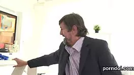 cuddly student teased by old teacher