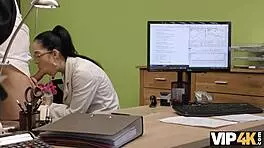 vip4k agent approves credit of brunette nympho for hot sex action