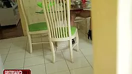 Stepfather asks, 'No panties while eating?' as he films his teen stepdaughter voyeur style