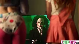 Yo, stuck in a room with my teen stepsister and her hot BFF at Halloween