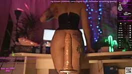 Ass sticking out under corset for fuckmachine pounding