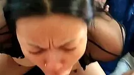 Deep throat magic with Colombian's homemade mouthful happy ending