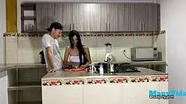 Wow, passionate kitchen sex with cum explosion at the end!