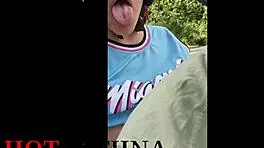 in medellin, this latina milf is masturbating on a motorcycle in public, bent over with big ass